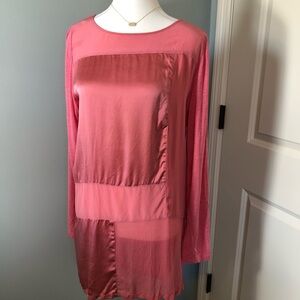 Like new! Soft Surroundings Silk Patchwork Tunic Length Top. Pink. Medium